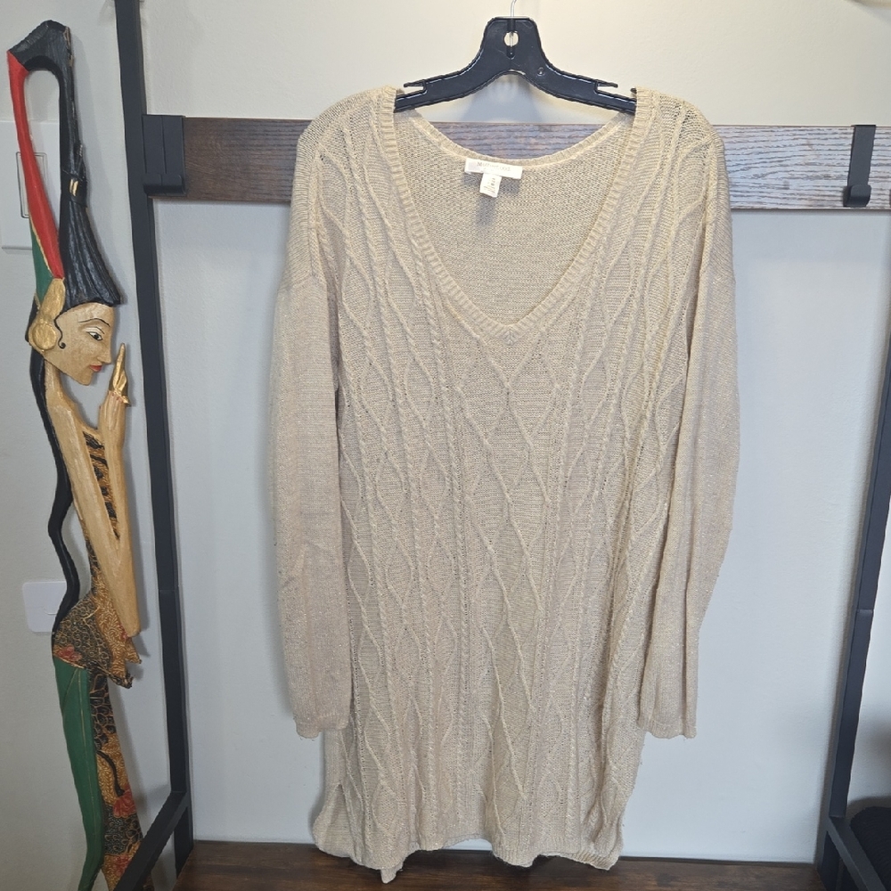 Motherhood Beige Knit Long Sleeve Dress